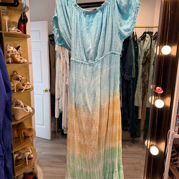 Tiare Hawaii New Moon Maxi Dress Blue Teal Ombre - Picture 5 of 5